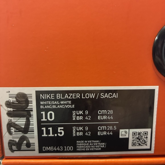 Nike Sacai x Blazer Low White Patent Mens 10 Womens 11.5 - Picture 15 of 16